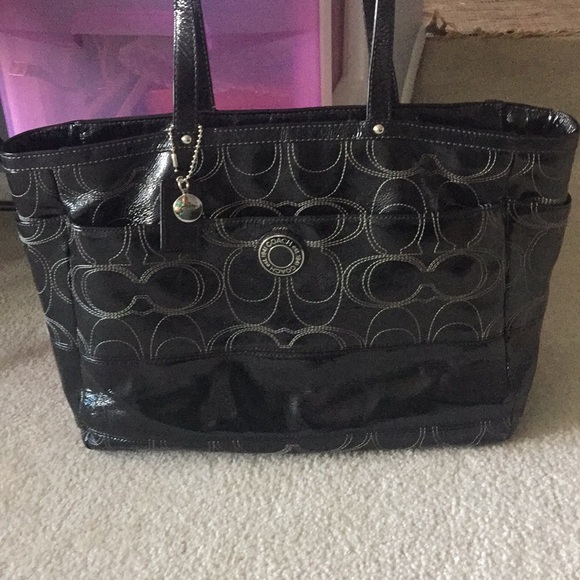 Coach Black Patent Tote Bag - Picture 1 of 8